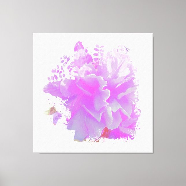 *~* Rosa Peony Painting Art Butterfly AR3 Canvastryck (Framsida)