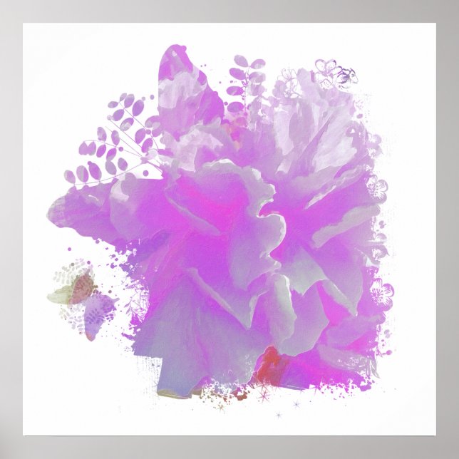 *~* Rosa Peony Painting Art Butterfly AR3 Poster (Framsidan)