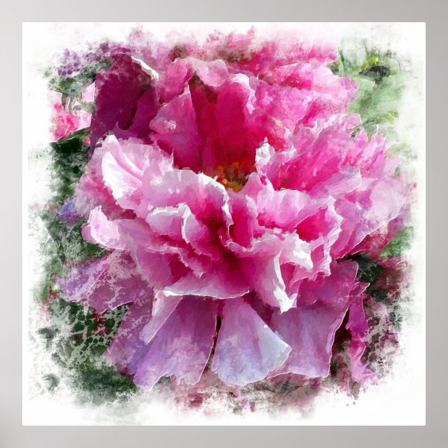 *~* Rosa Peony Painting Artistic Impressionism AR1 Poster (Framsidan)