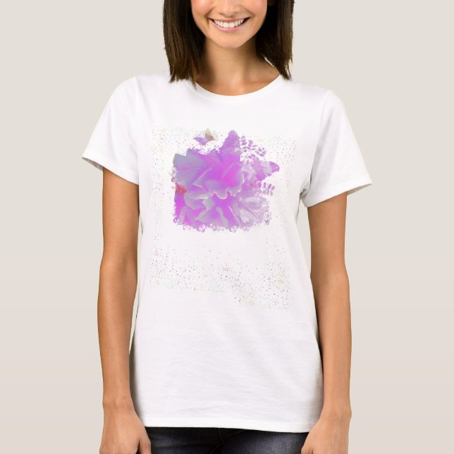 *~* Rosa Peony Painting Butterfly AR3 Woman T Shirt (Framsida)
