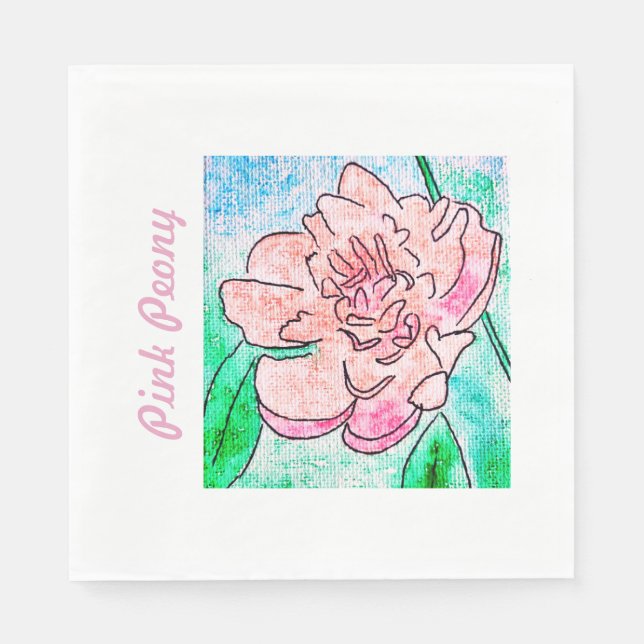 Rosa Peony  Pappersservett (Framsidan)