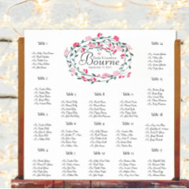 Rosa Peony Peonies Bröllop Seating Chart 17 Bord Poster
