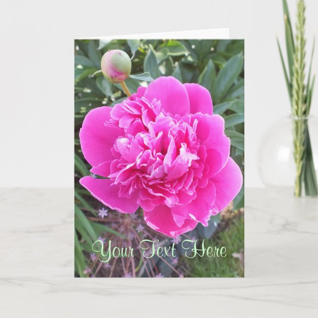 Rosa Peony Ro Greeting Card *Anpassa* Kort (Framsida)