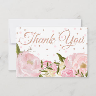 Rosa Peony Ro Guld Baby Shower Tack Kort
