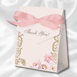 Rosa Peony Rococo Vintage Blommig Baby Shower Presentaskar