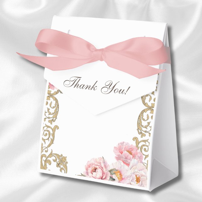 Rosa Peony Rococo Vintage Blommigt Baby Shower Presentaskar (Skapare uppladdad)