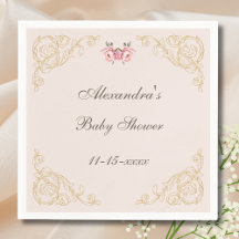Rosa Peony Rococo Vintage Flowers Baby Shower