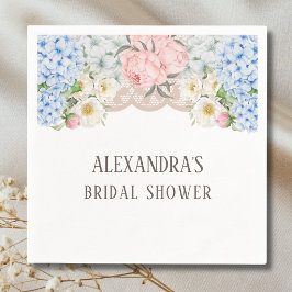 Rosa Peony Romantic Blue Hydrangea Möhippa Pappersservett