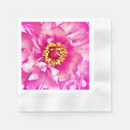 Rosa Peony Servetter, Präglad Cocktail Pappersservett