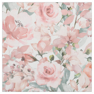 Rosa Peony Silver Greenery Garden Tyg
