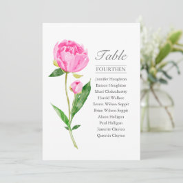 Rosa Peony Single Bröllop Bord-passagerardiagram | Inbjudningar