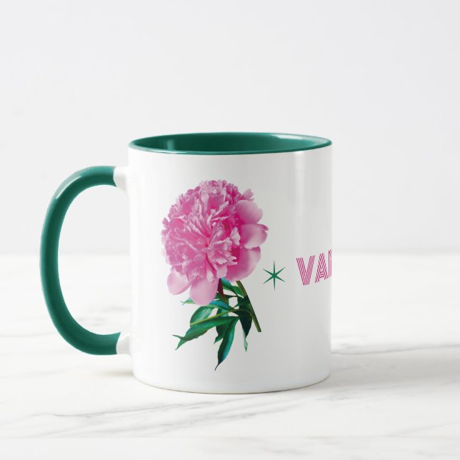 Rosa Peony Stjärna Tjejmodern Anpassa Namn Mugg (Vänster)