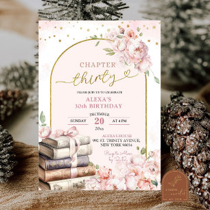 Rosa Peony Storybook Woman 30års födelsedag Inbjudningar