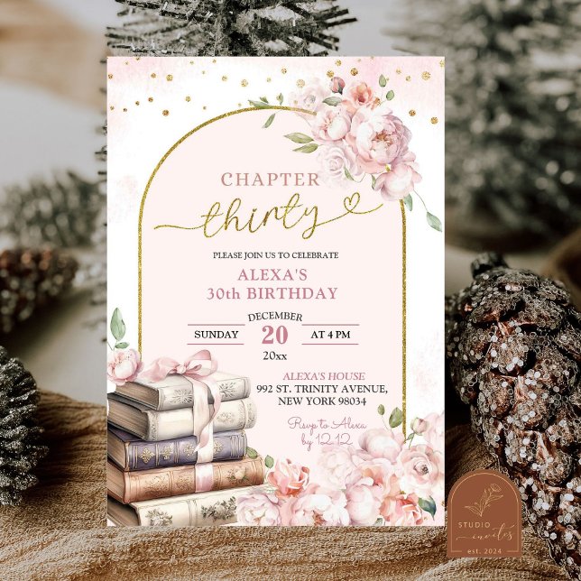 Rosa Peony Storybook Woman 30års födelsedag Inbjudningar (Skapare uppladdad)