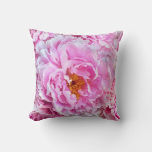 Rosa Peony Summer Blommigt Bouquet Kudde