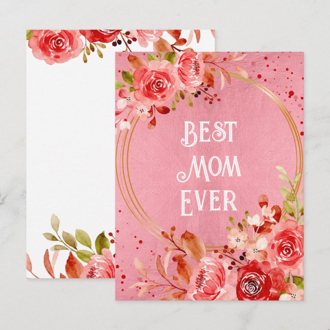 Rosa Peony Super Mamma Blommig Ram Vykort (Fram/baksida)