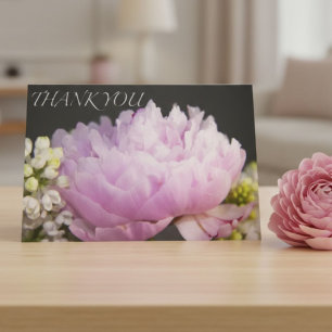 Rosa Peony Tack Blommig Elegant Botanisk Kort