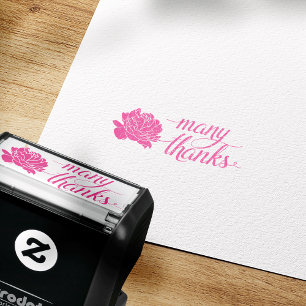 Rosa Peony Tack Self-Inking Frimärke Självfärgande Stämpel