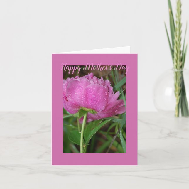 Rosa Peony Vikd Lyckningskort Kort (Framsida)