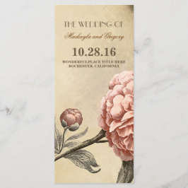 Rosa Peony Vintage bröllop-program Program