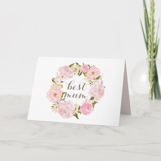 Rosa Peony WAN Best Morsa Lycklig Mors dag Helgkort (Framsida)