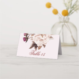 Rosa Peony Watercolor Blommigt Bröllop Bordsnummer Placeringskort