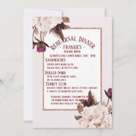 Rosa Peony Watercolor Blommigt Rehearsal Dinner Inbjudningar