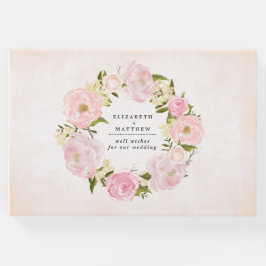  Rosa Peony Watercolor Bröllop Gästböcker