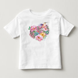 Rosa Peony Watercolor Heart med Hummingbird Tröja