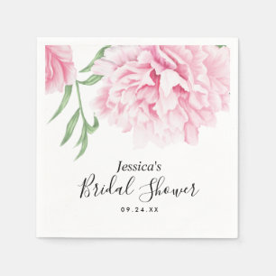 Rosa Peony Watercolor Möhippa Pappersservett