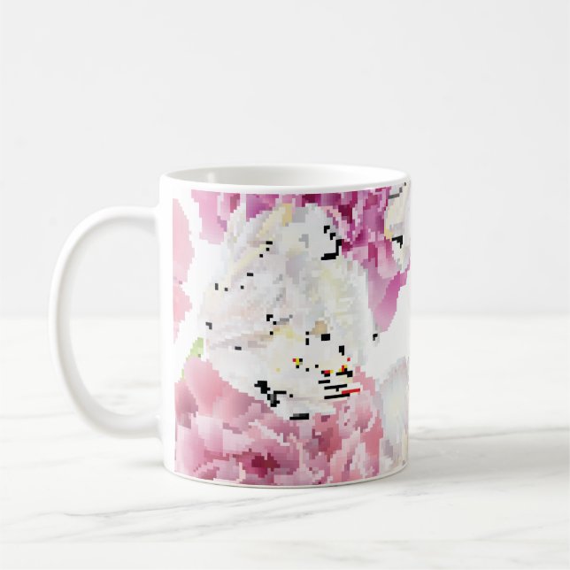 Rosa Peony White Tulip Vintage Kaffemugg (Vänster)
