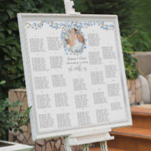 Rosa Peony Woodgrain Photo Bröllop Seating Chart