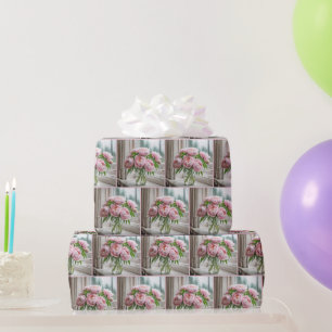 Rosa Peonybukett I ett Regnigt Fönster Presentpapper