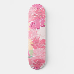 Rosa Peonys Blomsterträdgård Feminina Blommor Mini Skateboard Bräda 18,5 Cm