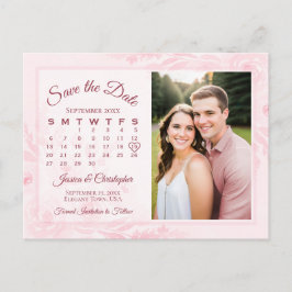 Rosa Peonys Bröllop Spara Datum Kalender Foto Meddelande Vykort