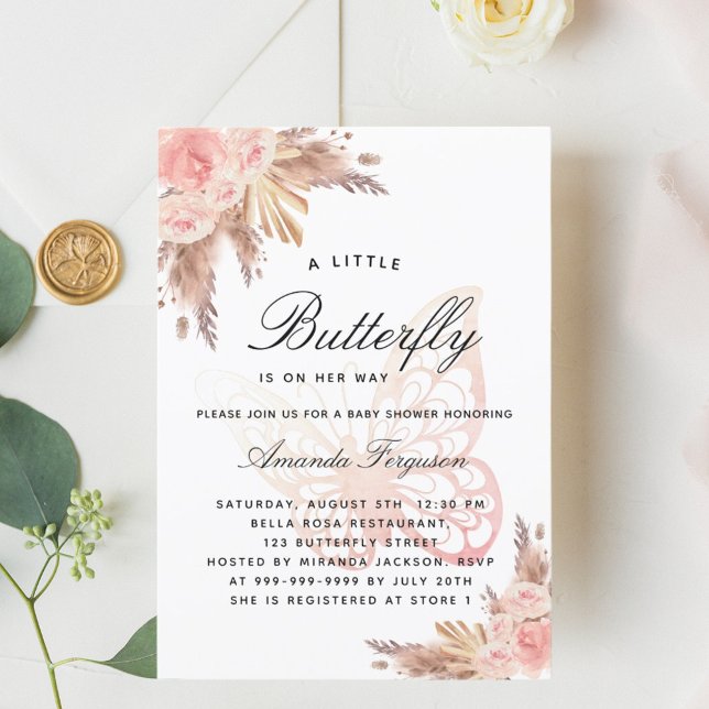 Rosa peppargräs i babydusch inbjudningar (Skapare uppladdad)