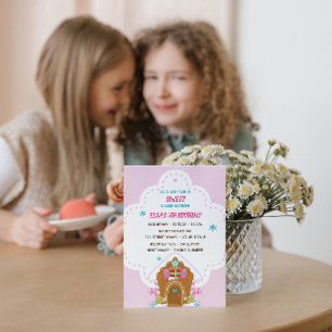 Rosa pepparkakor jul födelsedagsinbjudan inbjudningar