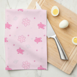 Rosa Pepparkaksgubben jul Snöflingor Mönster Kökshandduk