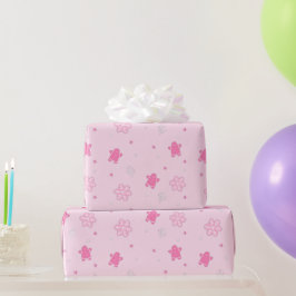 Rosa Pepparkaksgubben jul Snöflingor Mönster Presentpapper