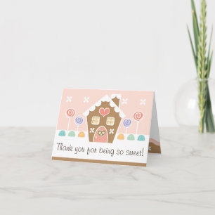 Rosa pepparkakshus BABYFEST TACK Kort