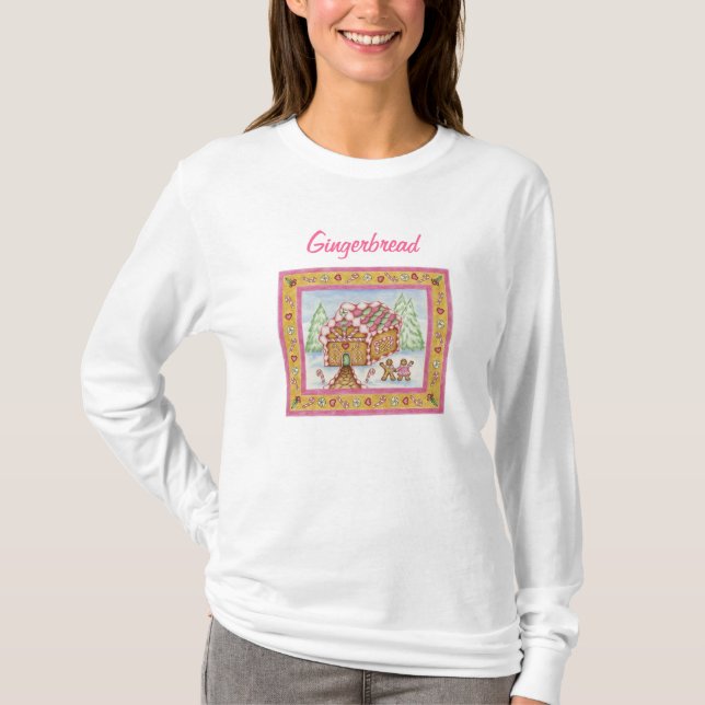 Rosa pepparkakshus skjorta t-shirt (Framsida)