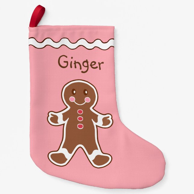 Rosa pepparkaksstrumpa liten julstrumpa (Framsidan)