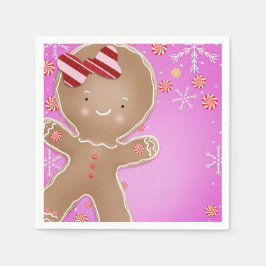 Rosa Pepparmint Gingerbrödskaka Julfest Pappersservett