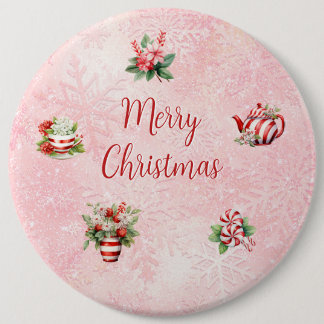 Rosa Pepparmynta Jul Tea Party Snöflinga Knapp