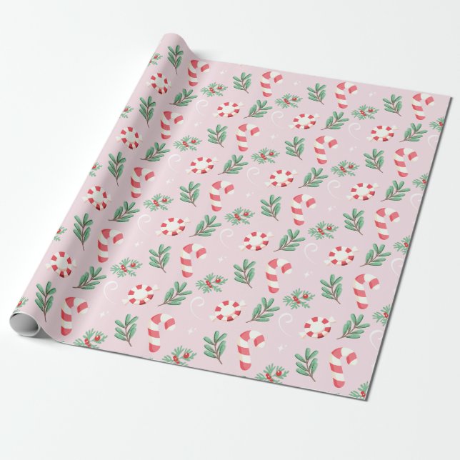 Rosa Peppermint Bliss Presentpapper (Utrullad)