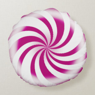 Rosa Peppermint Candy Swirl Helgdag Rund Kudde