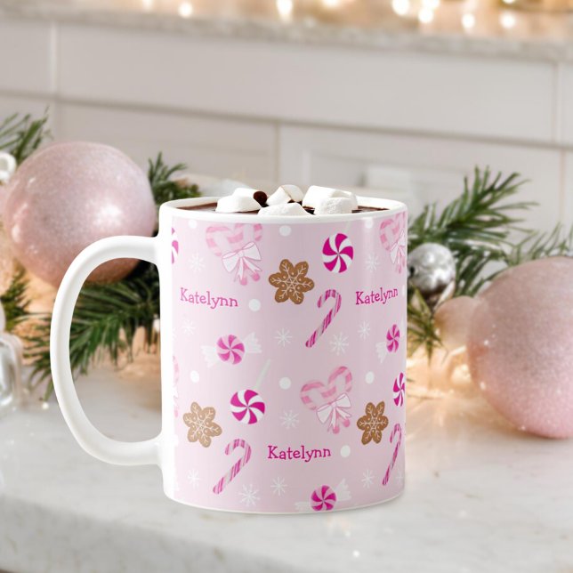 Rosa Peppermynt Candy cane Gingerbröd Lägg till Na Kaffemugg (Skapare uppladdad)
