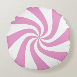 Rosa Peppermynt Swirl Candy Pouf Pillow Rund Kudde