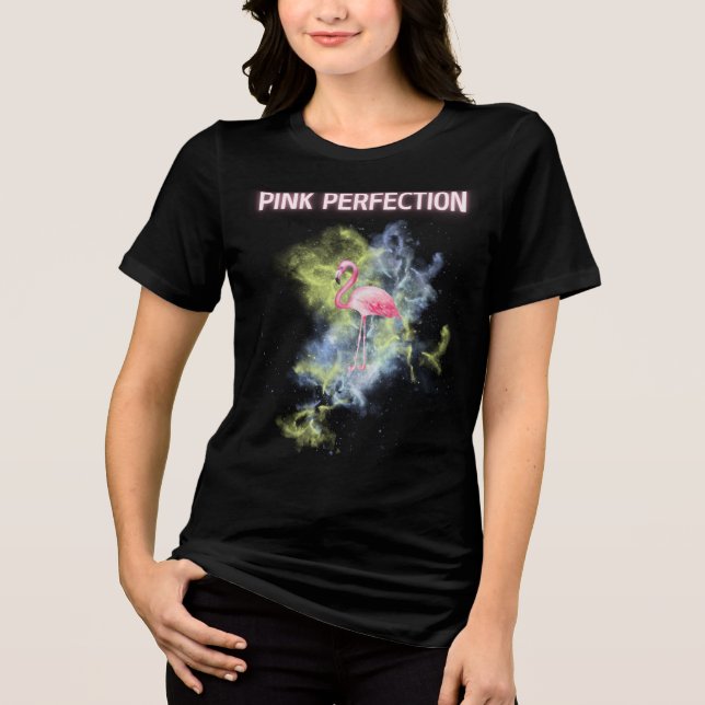 Rosa Perfektion: Elegant Flamingo T Shirt (Framsida)
