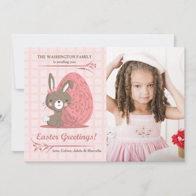 Rosa Perfektion Photo Påsk Card Julkort (Framsida)